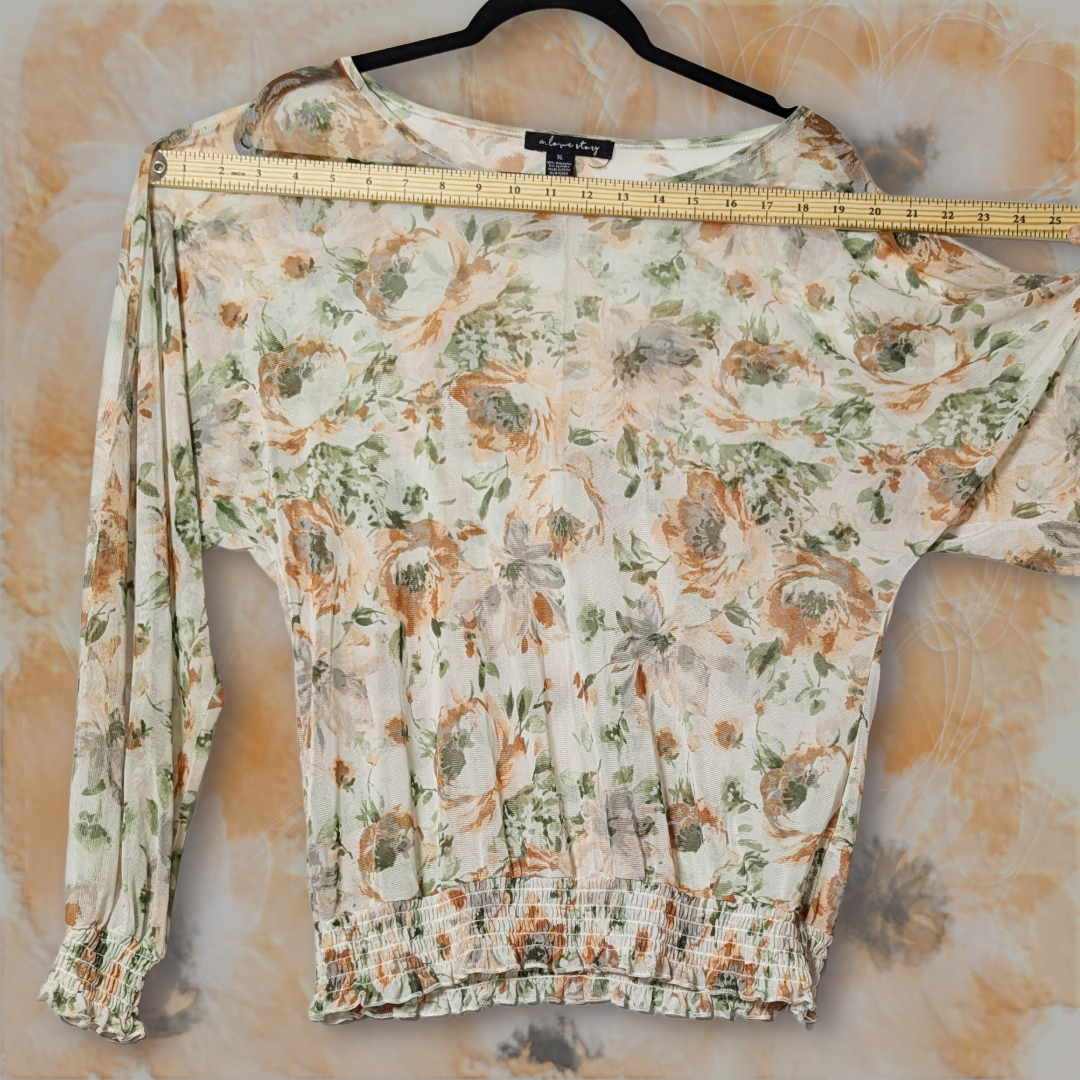 A Love Story Sheer Floral Blouse, size XL