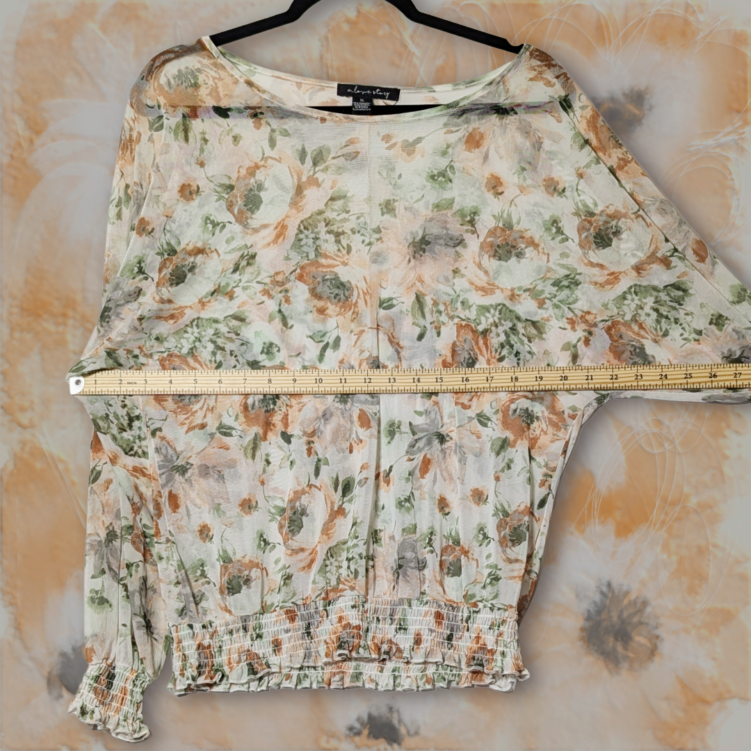 A Love Story Sheer Floral Blouse, size XL