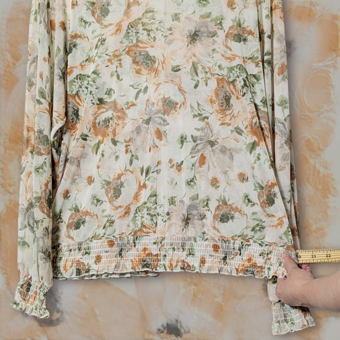 A Love Story Sheer Floral Blouse, size XL