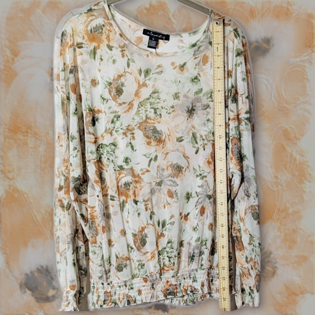 A Love Story Sheer Floral Blouse, size XL
