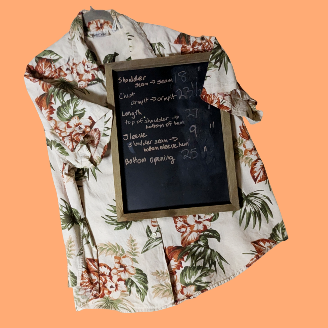 Krazy Kat Vintage Cotton/Linen Tropical Print Button Down Shirt - Size 22/24