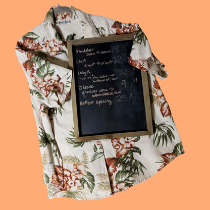 Krazy Kat Vintage Cotton/Linen Tropical Print Button Down Shirt - Size 22/24