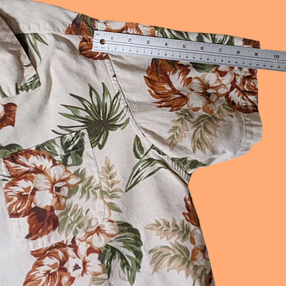 Krazy Kat Vintage Cotton/Linen Tropical Print Button Down Shirt - Size 22/24