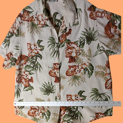 Krazy Kat Vintage Cotton/Linen Tropical Print Button Down Shirt - Size 22/24