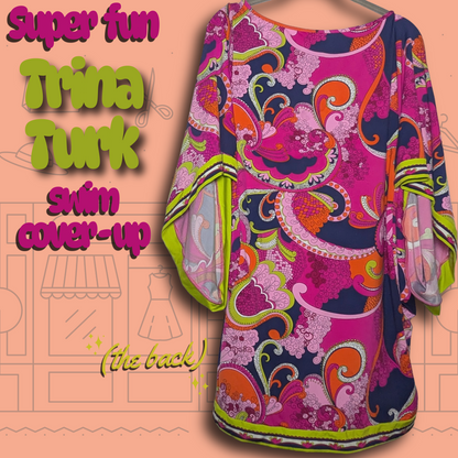Trina Turk "French Riviera" Multi-Color Paisley Tunic Swim Cover-Up Dress size M