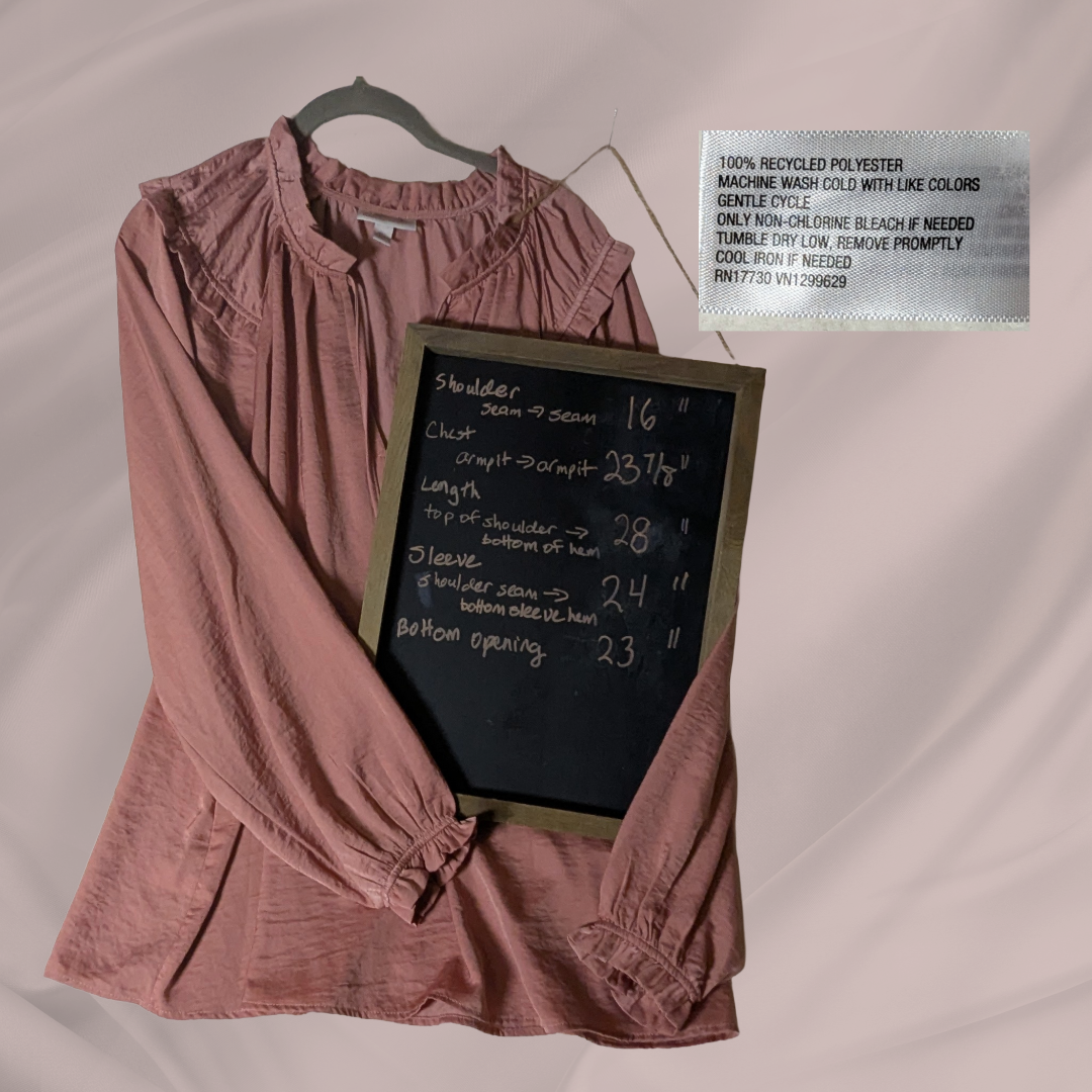 Knox Rose XXL Mauve Satin Flowy Blouse Romantic Boho Peasant Top