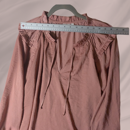 Knox Rose XXL Mauve Satin Flowy Blouse Romantic Boho Peasant Top
