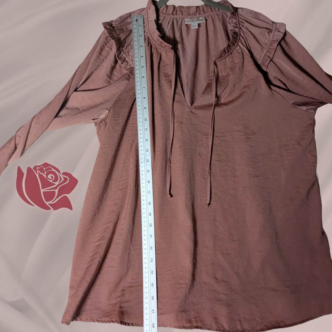 Knox Rose XXL Mauve Satin Flowy Blouse Romantic Boho Peasant Top