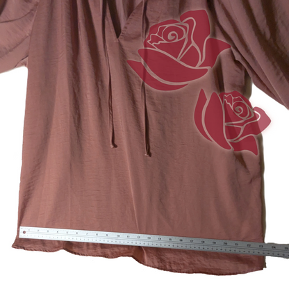 Knox Rose XXL Mauve Satin Flowy Blouse Romantic Boho Peasant Top