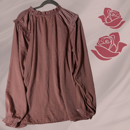 Knox Rose XXL Mauve Satin Flowy Blouse Romantic Boho Peasant Top
