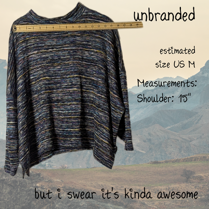 Unbranded Space Dye/Marled Knit Mock Neck Top, Oversized Fit, Size M