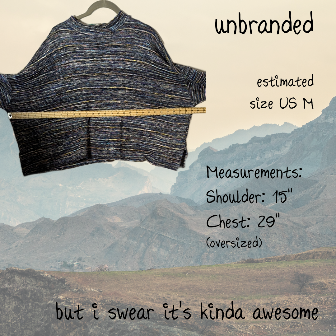Unbranded Space Dye/Marled Knit Mock Neck Top, Oversized Fit, Size M