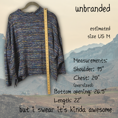Unbranded Space Dye/Marled Knit Mock Neck Top, Oversized Fit, Size M