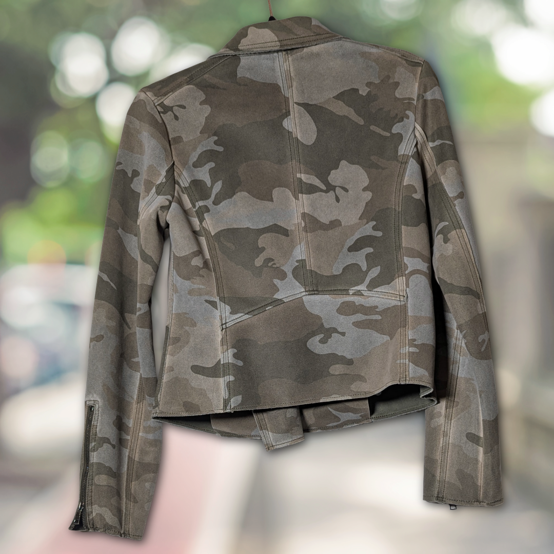 Marrakech Anthropologie Green Camo Moto Jacket, size S
