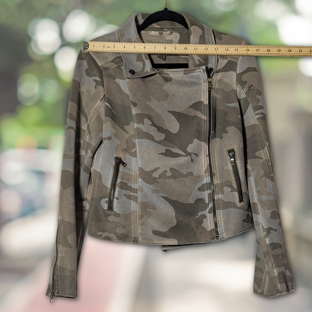 Marrakech Anthropologie Green Camo Moto Jacket, size S
