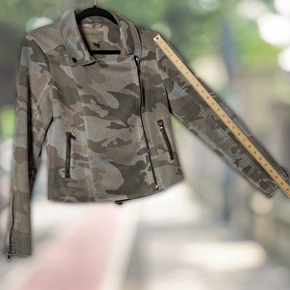 Marrakech Anthropologie Green Camo Moto Jacket, size S