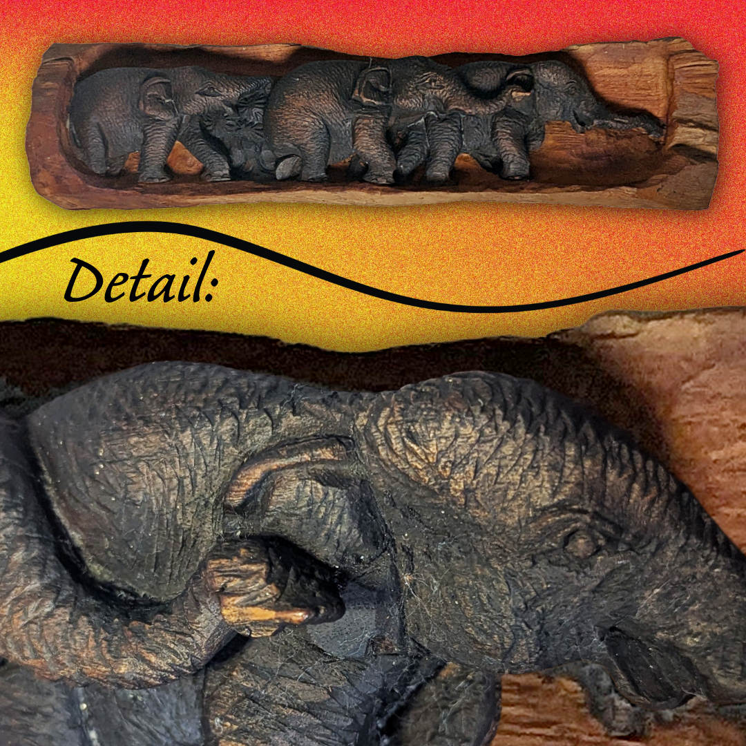 Hand-Carved 16" Wooden Elephant Wall Hanging | Southeast Asia, Artisan-made
