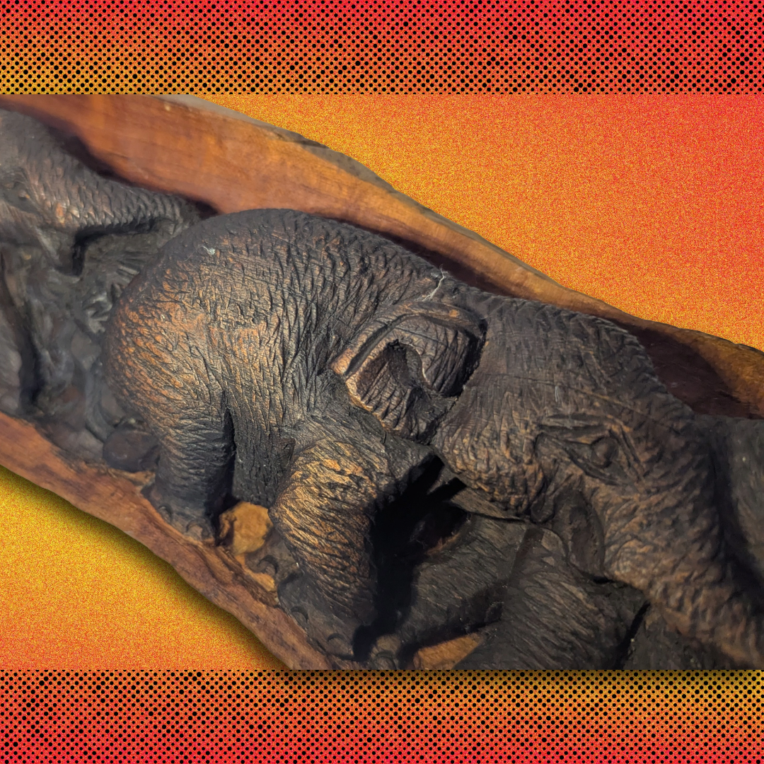 Hand-Carved 16" Wooden Elephant Wall Hanging | Southeast Asia, Artisan-made