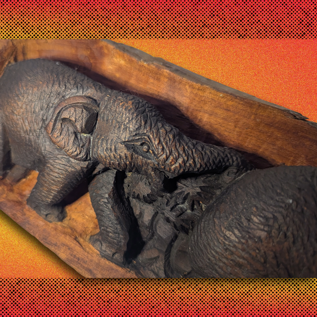 Hand-Carved 16" Wooden Elephant Wall Hanging | Southeast Asia, Artisan-made