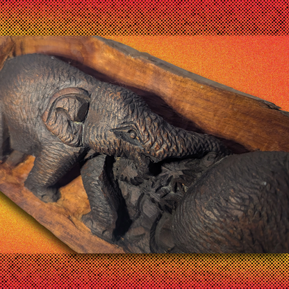 Hand-Carved 16" Wooden Elephant Wall Hanging | Southeast Asia, Artisan-made