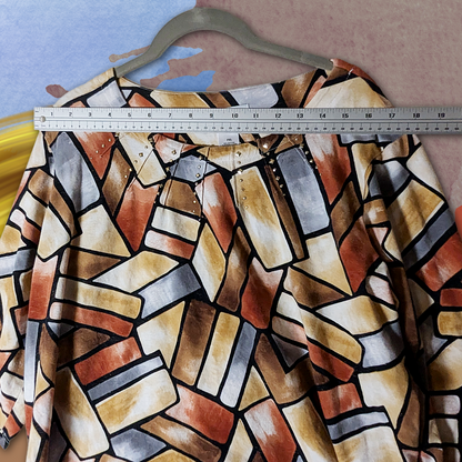 Alfred Dunner PXL Geometric Block Print Blouse | 3/4 Sleeve Studded Top