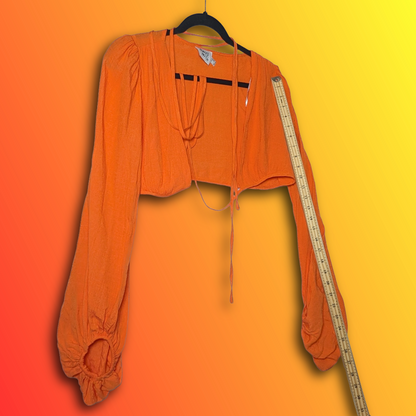 Princess Polly Orange Cropped Blouse Top/Shrug, Tie Front, Size 4