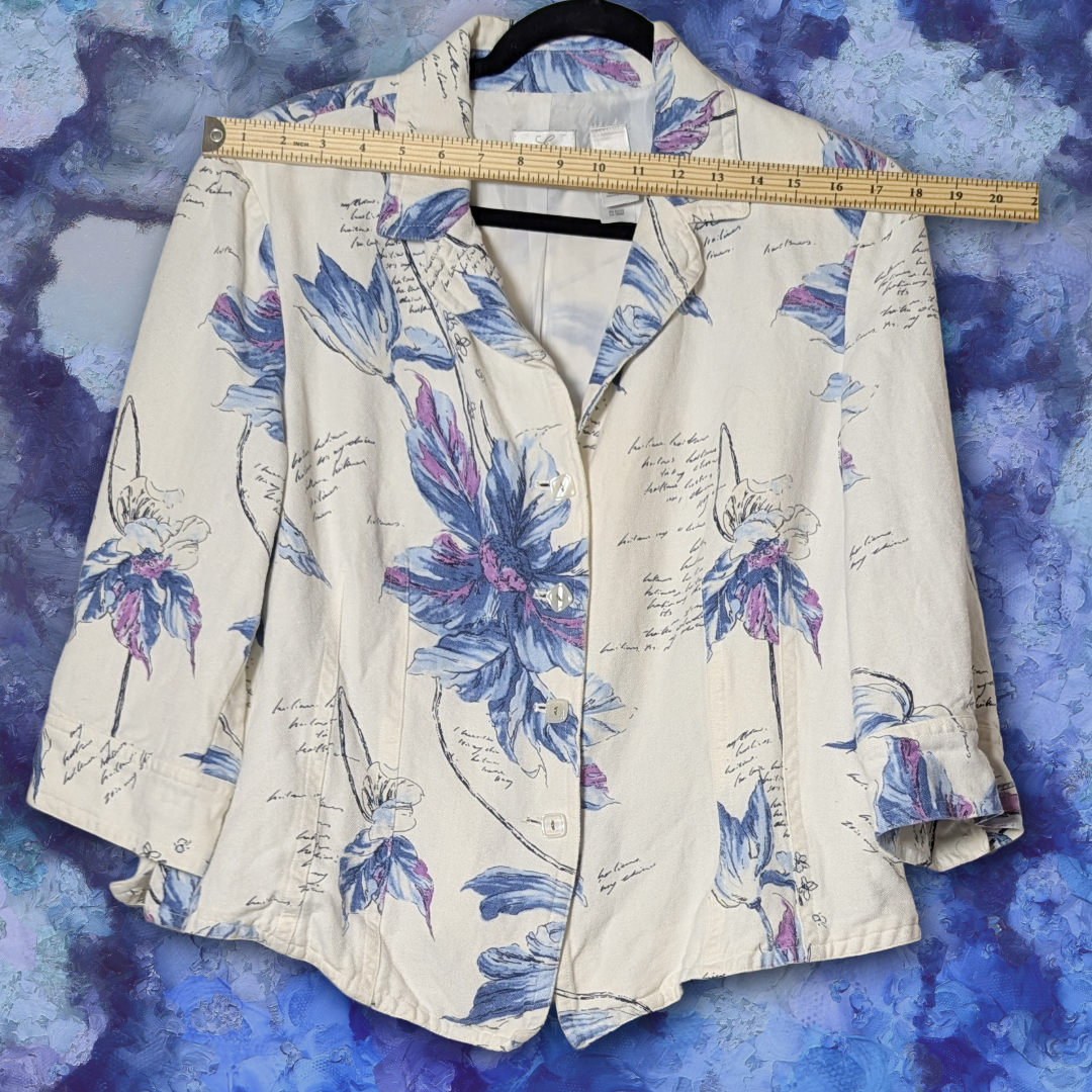 Emma James by Liz Claiborne Floral Linen Jacket, size 16