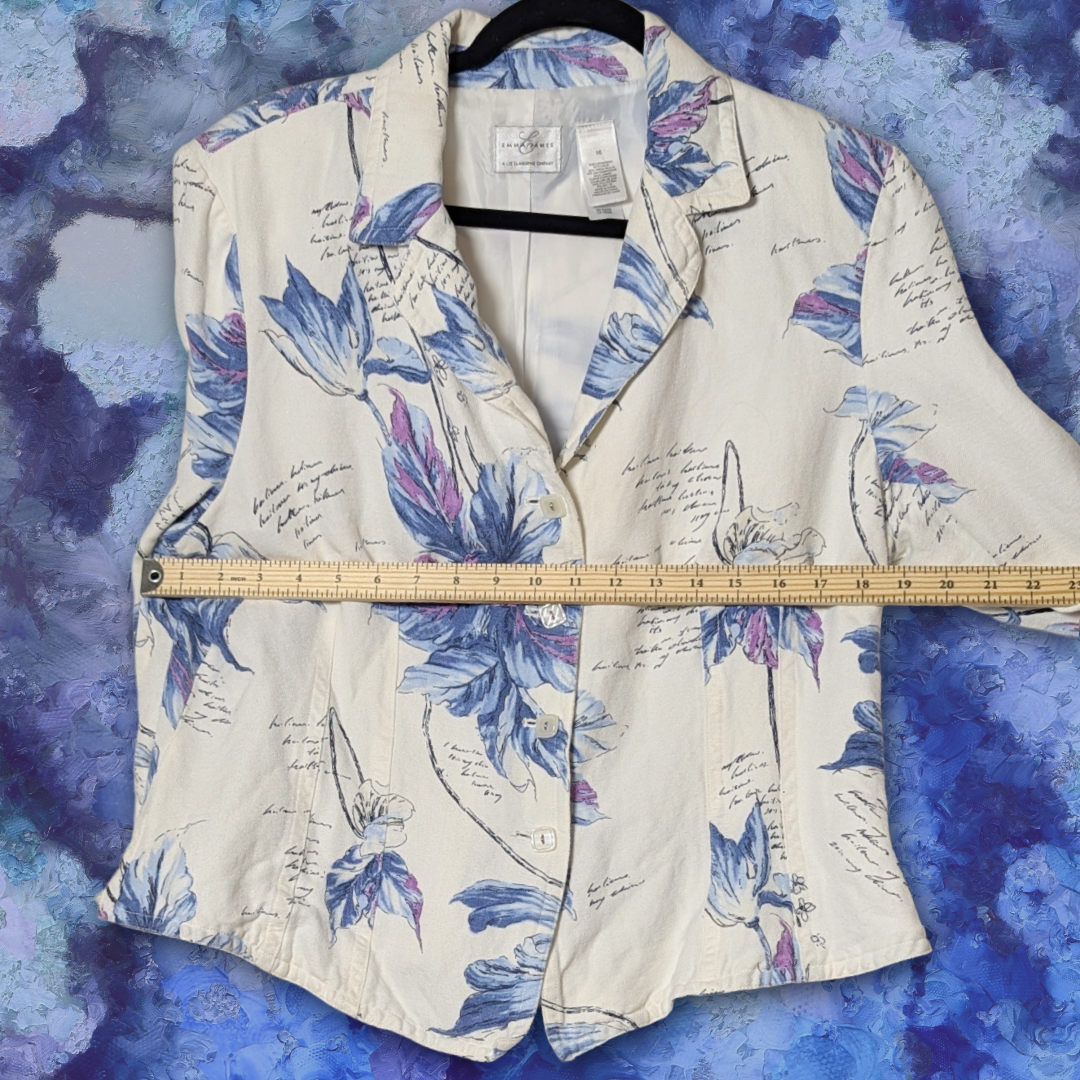 Emma James by Liz Claiborne Floral Linen Jacket, size 16