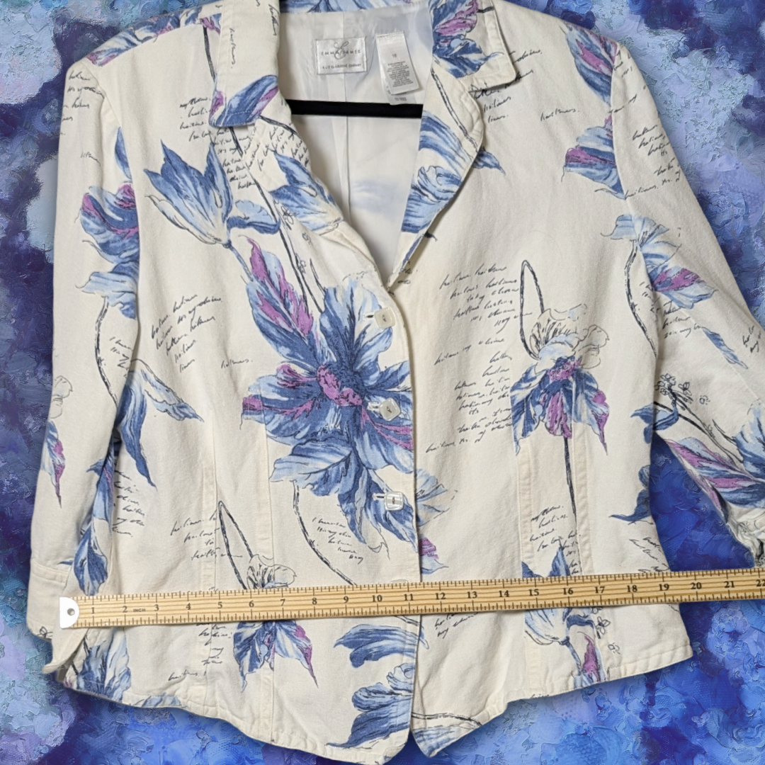 Emma James by Liz Claiborne Floral Linen Jacket, size 16