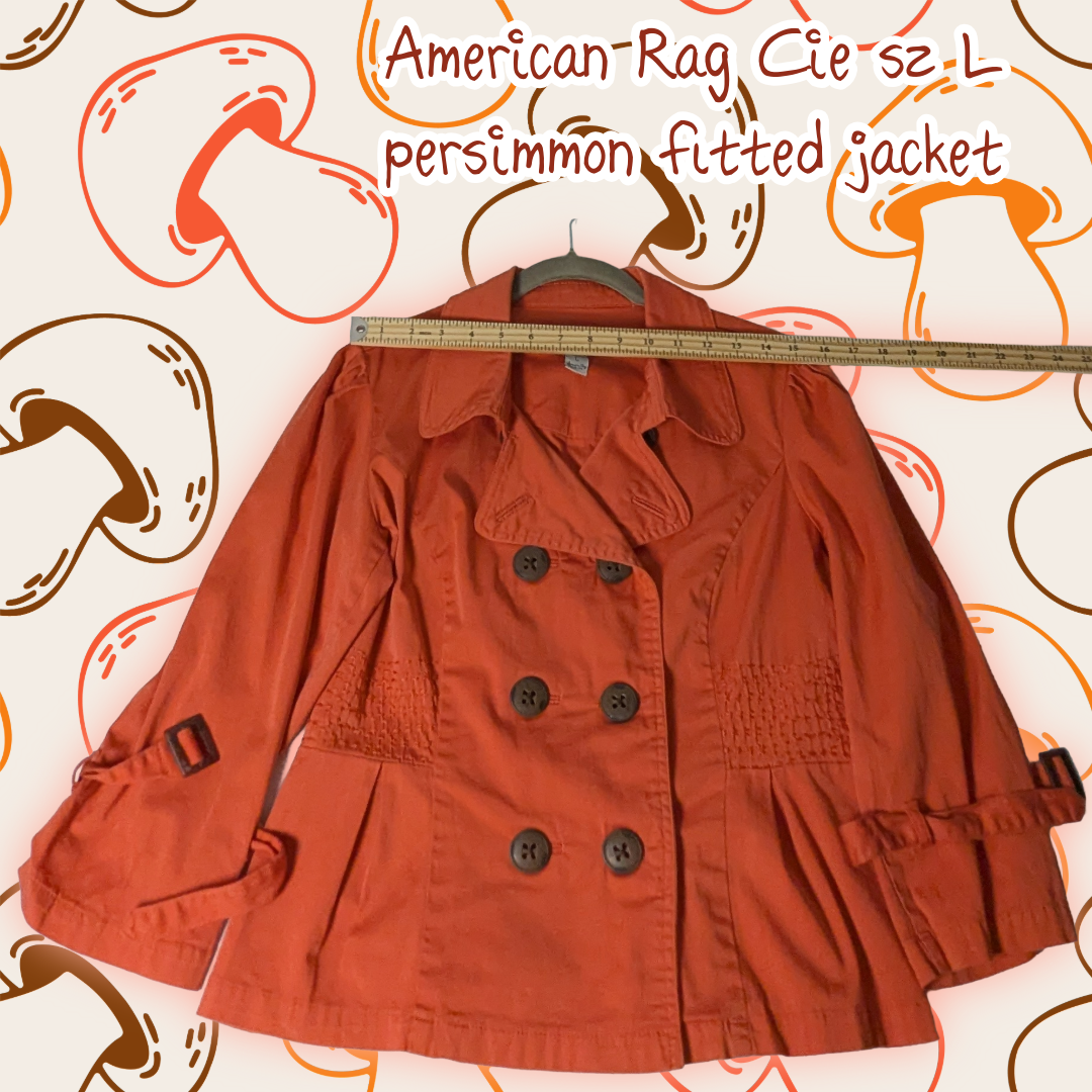 American Rag Size Large Persimmon Orange Peacoat Jacket, 3/4 Sleeve