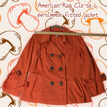 American Rag Size Large Persimmon Orange Peacoat Jacket, 3/4 Sleeve