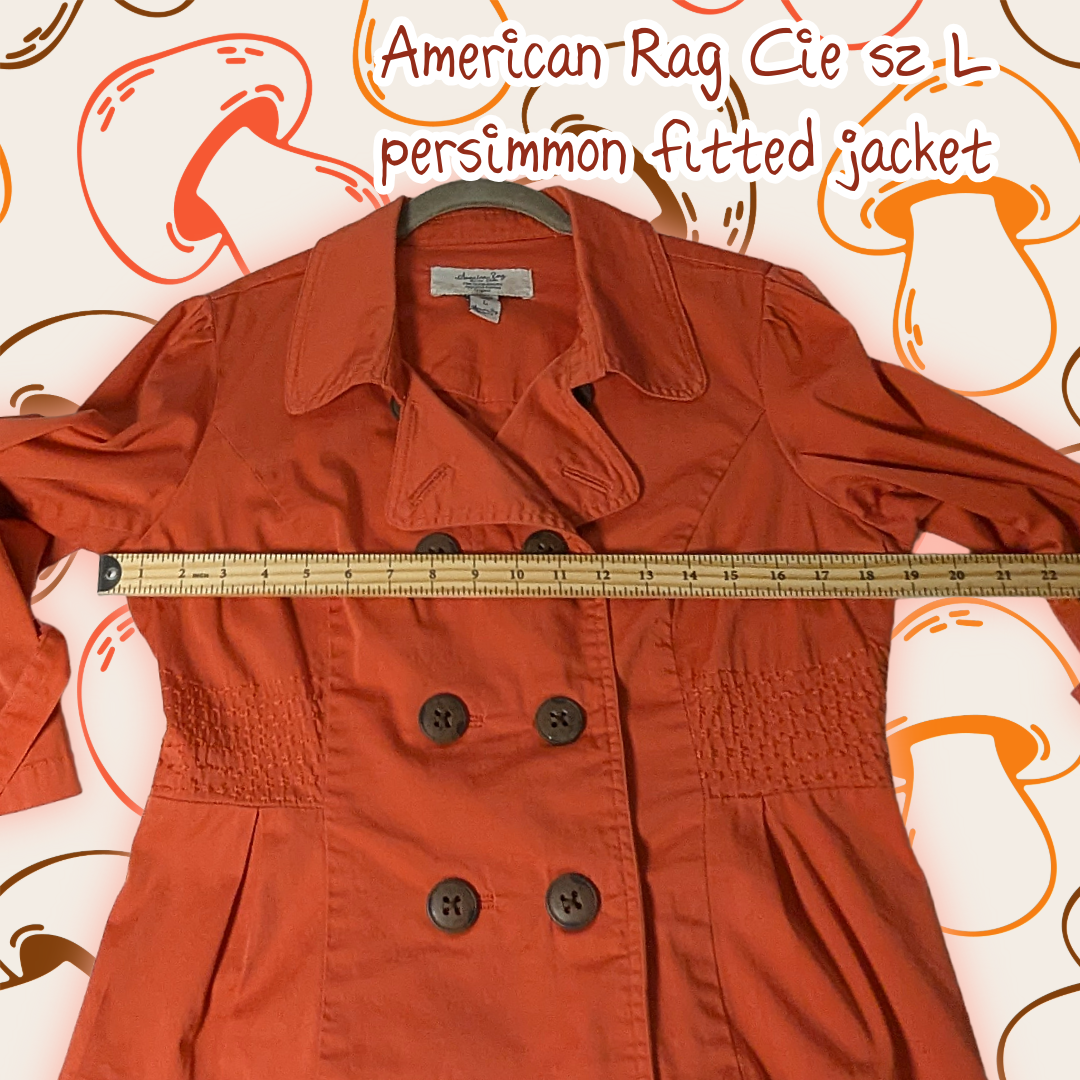 American Rag Size Large Persimmon Orange Peacoat Jacket, 3/4 Sleeve