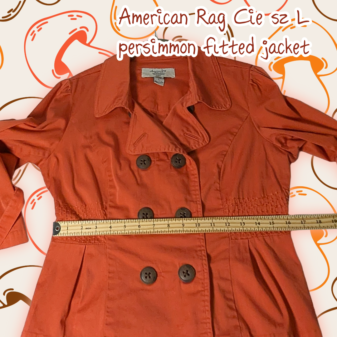American Rag Size Large Persimmon Orange Peacoat Jacket, 3/4 Sleeve