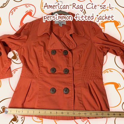 American Rag Size Large Persimmon Orange Peacoat Jacket, 3/4 Sleeve