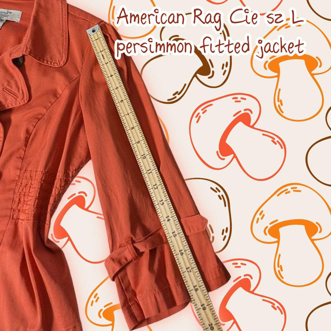 American Rag Size Large Persimmon Orange Peacoat Jacket, 3/4 Sleeve