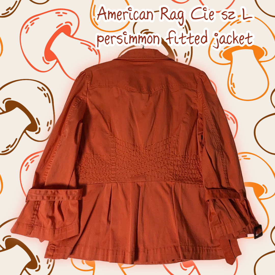 American Rag Size Large Persimmon Orange Peacoat Jacket, 3/4 Sleeve