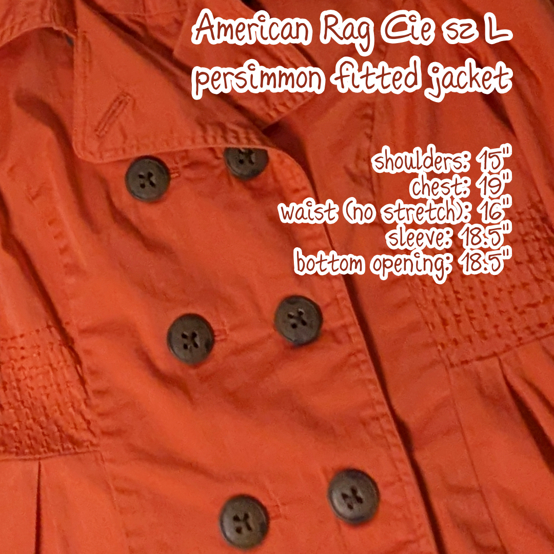 American Rag Size Large Persimmon Orange Peacoat Jacket, 3/4 Sleeve