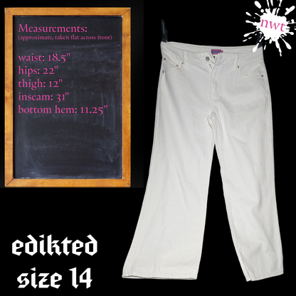 NWT Edikted Size 14 Bright White Bootcut Wide Leg Jeans 100% Cotton
