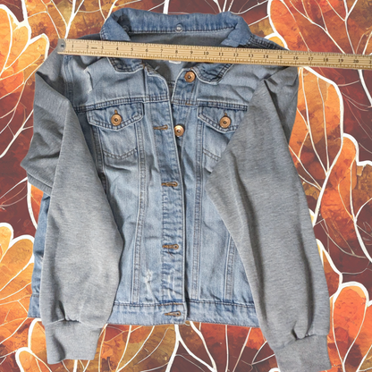 Ci Sono Size L (marked XL) Denim Jacket with Grey Knit Sleeves