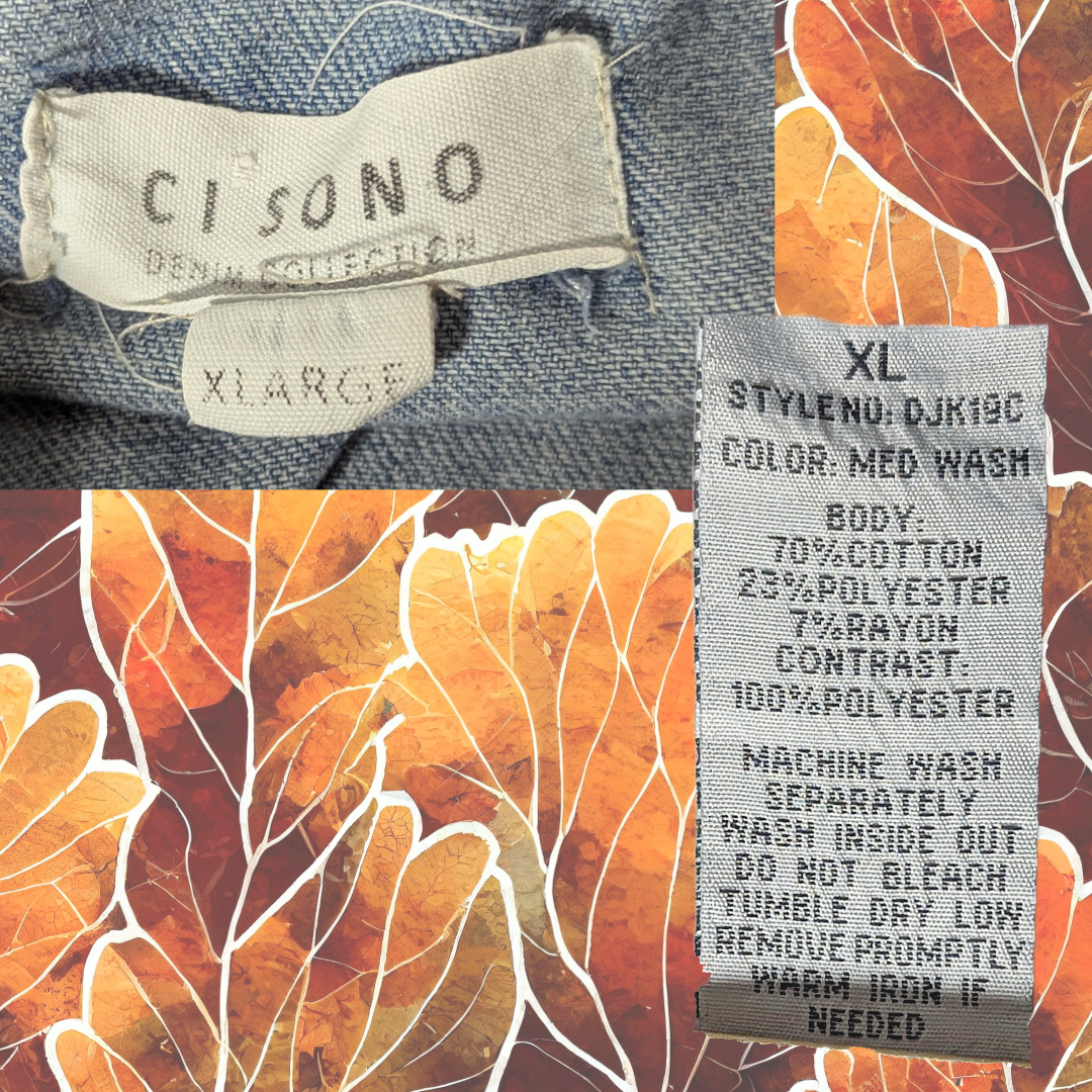 Ci Sono Size L (marked XL) Denim Jacket with Grey Knit Sleeves