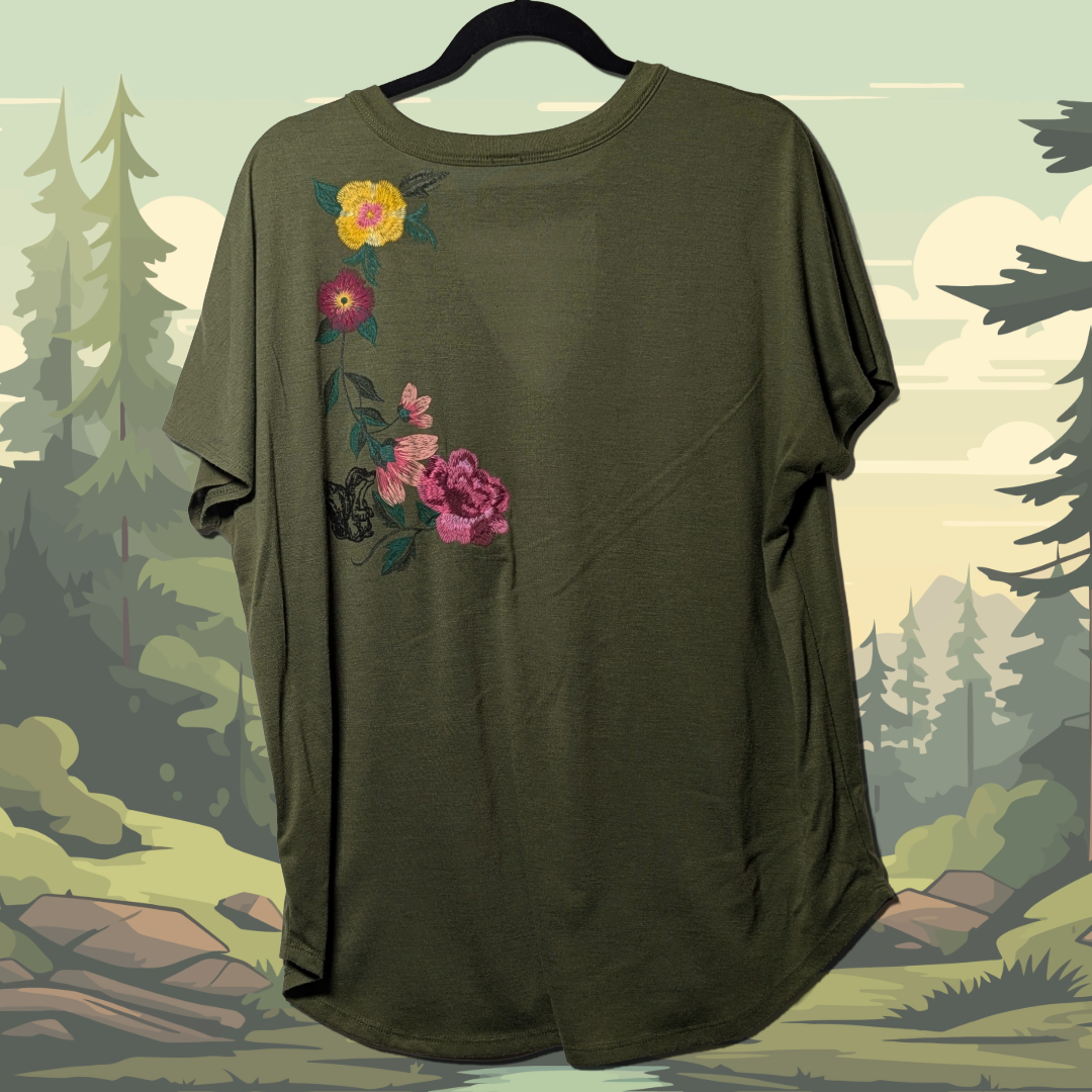 Disney Parks Boutique Bambi "Wild & Free" Forest Green Keyhole Top, Women's 2XL