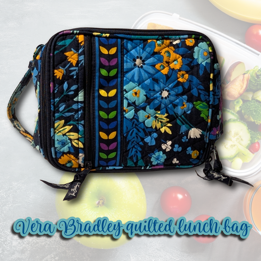 Vera Bradley Midnight Blues Quilted Lunch Bag Insulated Cooler Retired 2014