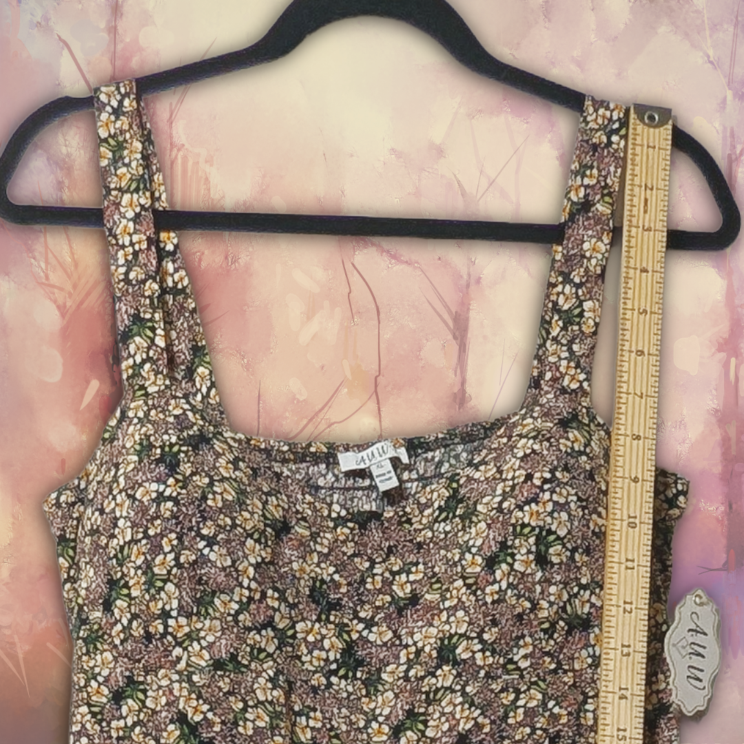 NWT AUW Size XL Floral Midi/Knee Length Sundress with Pockets