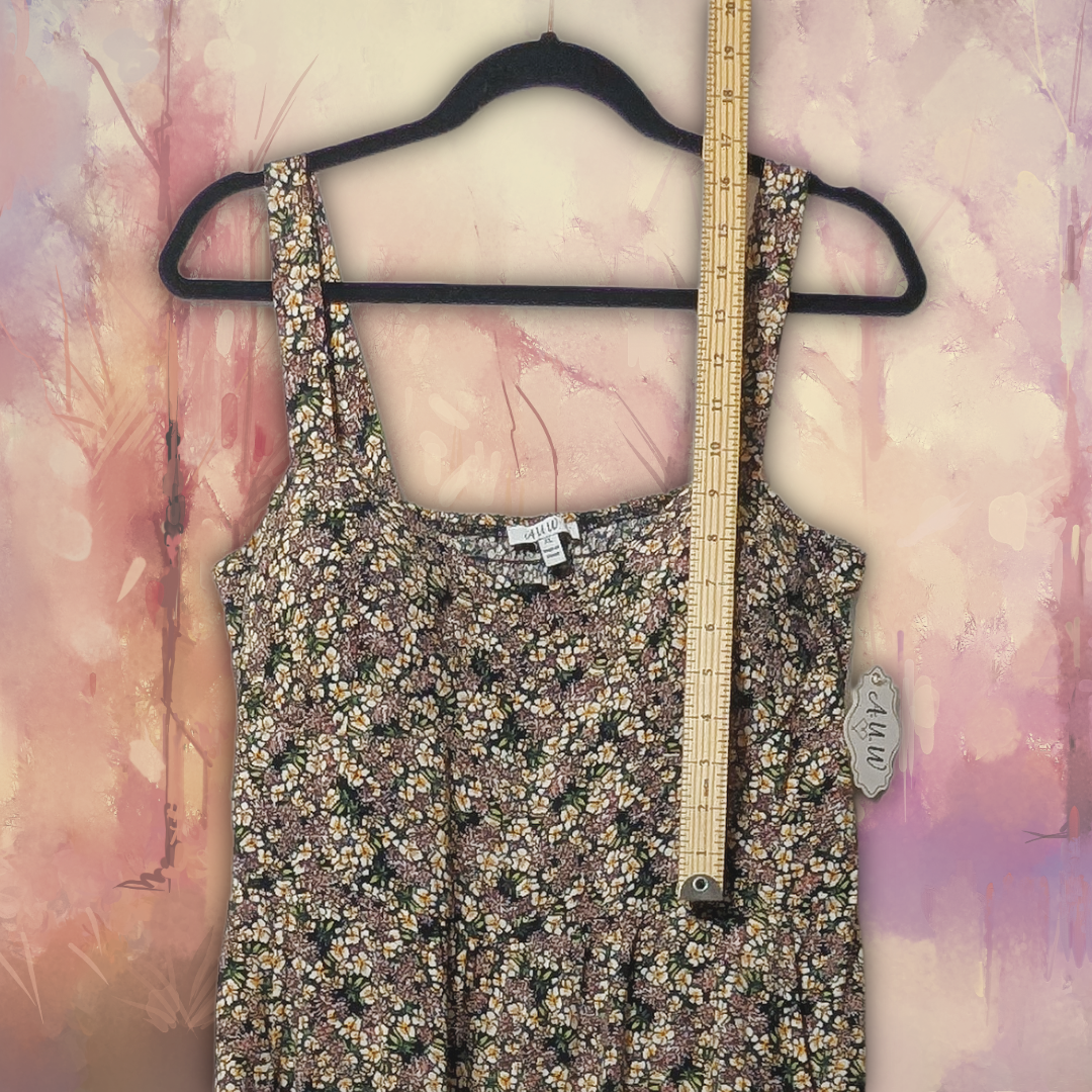 NWT AUW Size XL Floral Midi/Knee Length Sundress with Pockets