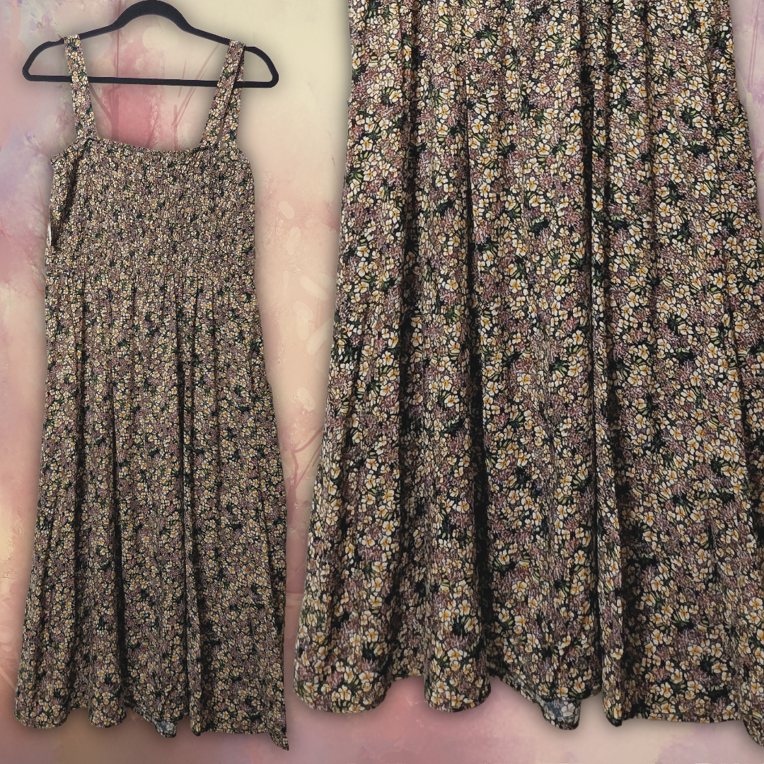NWT AUW Size XL Floral Midi/Knee Length Sundress with Pockets