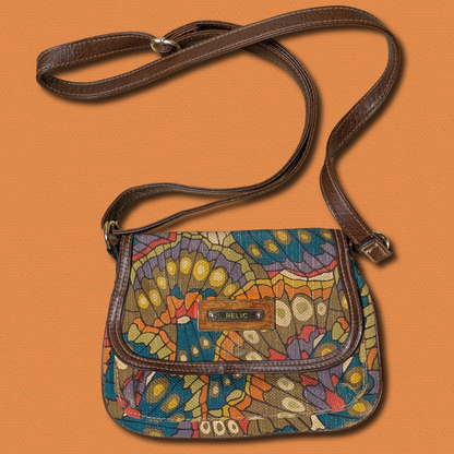 Relic Fabric Crossbody Butterfly Wing Retro-Psychedelic Art Deco Purse/Bag