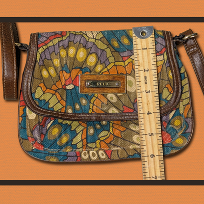 Relic Fabric Crossbody Butterfly Wing Retro-Psychedelic Art Deco Purse/Bag