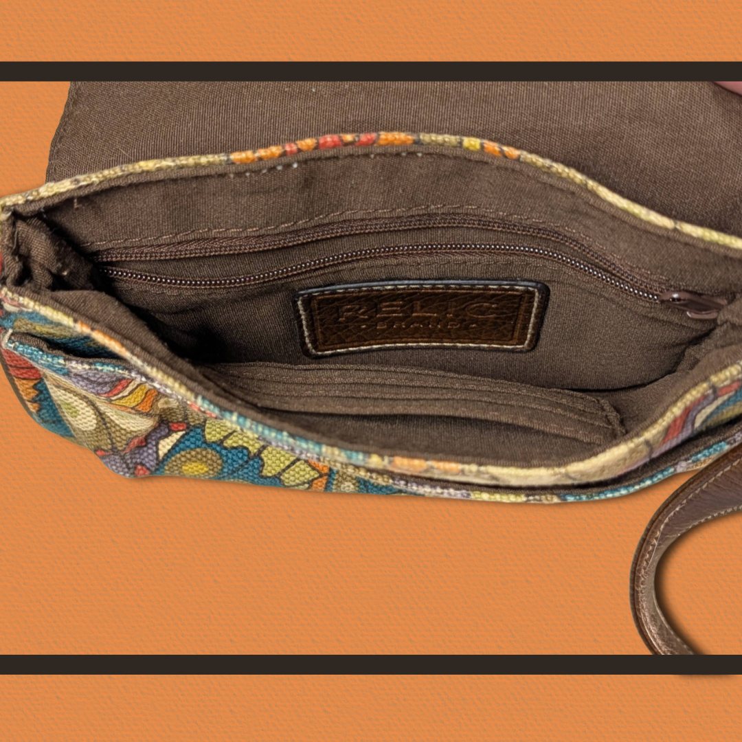 Relic Fabric Crossbody Butterfly Wing Retro-Psychedelic Art Deco Purse/Bag