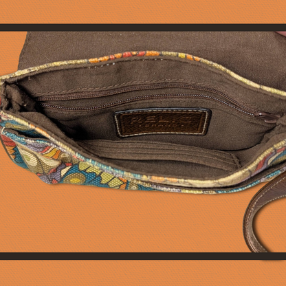 Relic Fabric Crossbody Butterfly Wing Retro-Psychedelic Art Deco Purse/Bag