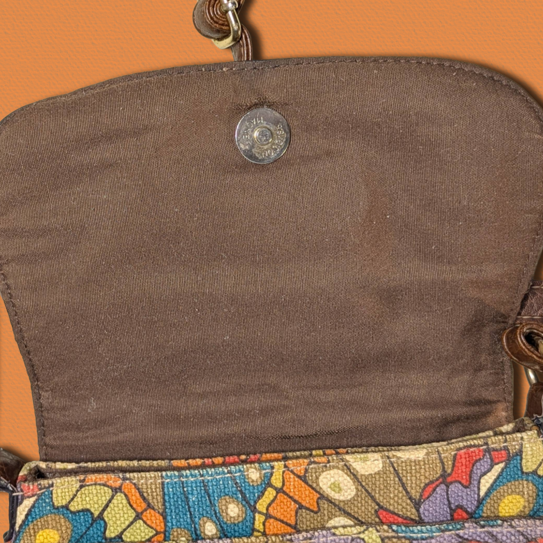 Relic Fabric Crossbody Butterfly Wing Retro-Psychedelic Art Deco Purse/Bag